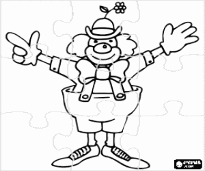 A clown puzzle coloring page