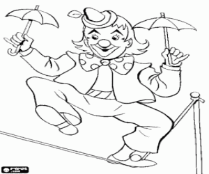 The clown on the wire coloring page