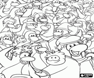 Club Penguin, happy penguins coloring page