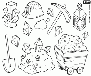Collection about mining coloring page