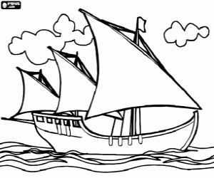 A Columbus caravel coloring page