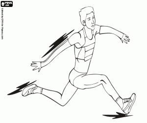 Competition of triple jump coloring page