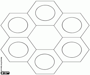 Complementary colors with hexagons coloring page