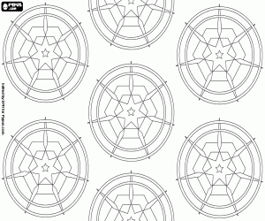 Complex stars in circles coloring page