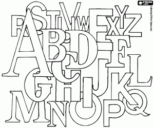 Composition with alphabet letters coloring page