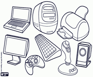 Computers and other peripherals coloring page