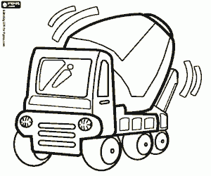 A concrete mixer truck in action coloring page
