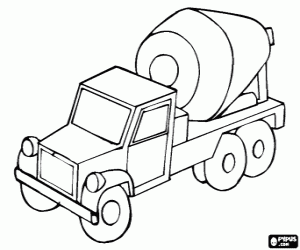 Concrete mixer truck coloring page