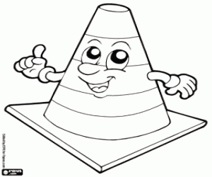 A cone, a traffic sign coloring page