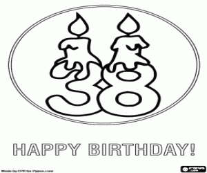 Congratulations for 38 years old coloring page