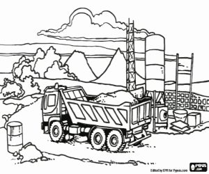Construction truck loaded coloring page