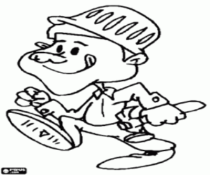 Construction worker with hammer coloring page