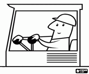Construction worker in machinery cab coloring page