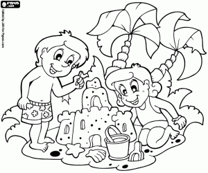 Constructions with beach sand coloring page