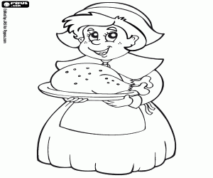 The cook and roast turkey, Far West coloring page