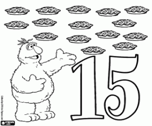 Cookie Monster and the fifteen coloring page