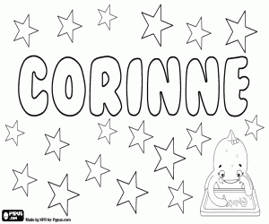 Corinne, french and english name coloring page