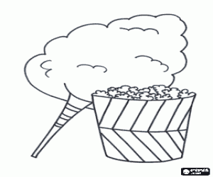 Cotton candy and popcorn coloring page