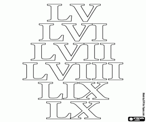 To count from 55 to 60 as Romans coloring page