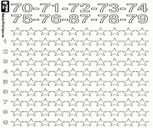 To count from 70 to 79 with stars coloring page