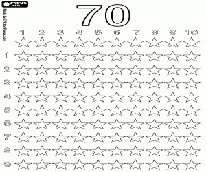 To count up to 70 stars coloring page