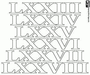 To count from 73 to 78 as the Romans coloring page