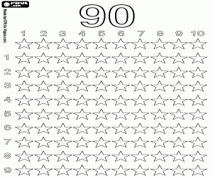 To count up to ninety stars coloring page