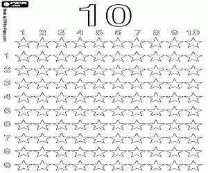 Counting stars up to ten, 10 coloring page