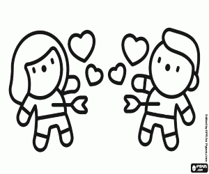 A couple with arrows stuck coloring page