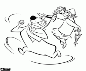 A couple of bears Yogi and Cindy coloring page