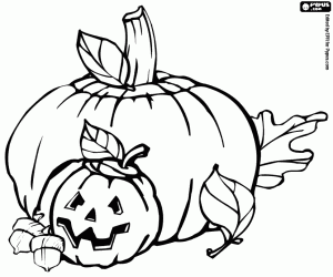 A couple of Halloween pumpkins coloring page