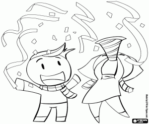 Couple and the new year party coloring page