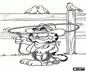 A cowboy named Garfield coloring page