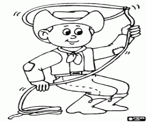 Cowboy throws the rope coloring page