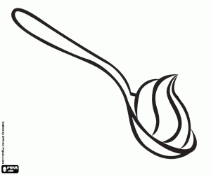 A creamy food in a spoon coloring page