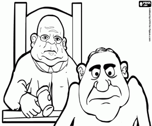The criminal in front the judge coloring page