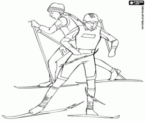 Cross-country skiing, XC skiing. Nordic skiing coloring page