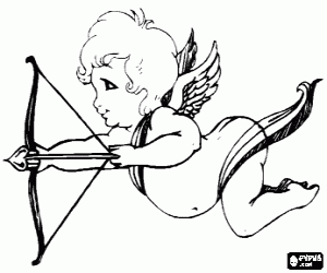 Cupid shooting an arrow coloring page
