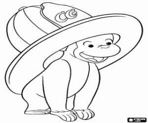 The curious George as a fireman coloring page