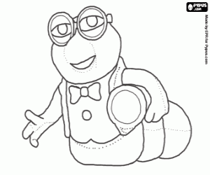 A curious worm, a toy coloring page