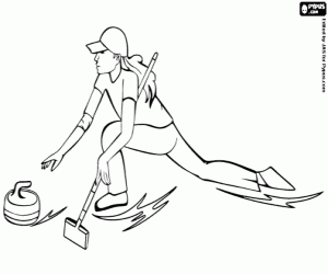 Curling, an Olympic sport coloring page