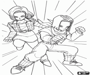 Cyborg androids from Dragon Ball coloring page
