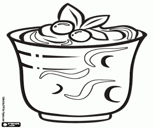 Dairy dessert with fruit in a cup coloring page