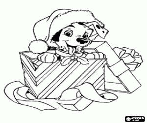 A Dalmatian puppy at Christmas coloring page