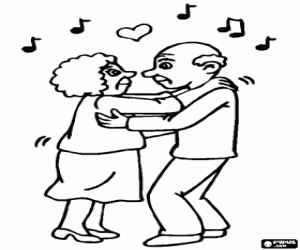 The dance of the grandparents coloring page