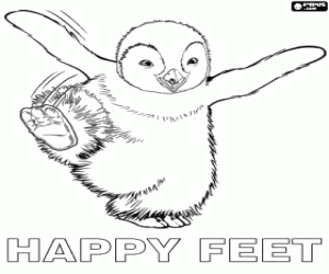Dance of the little penguin Mumble coloring page