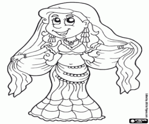 Dancer of the belly dance coloring page