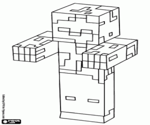 A dangerous zombie of Minecraft coloring page
