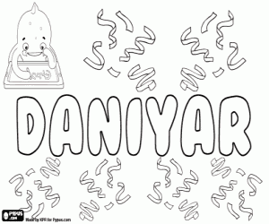 Daniyar, male name coloring page