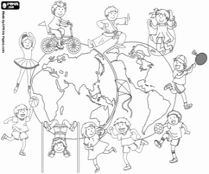 The day of physical activity coloring page